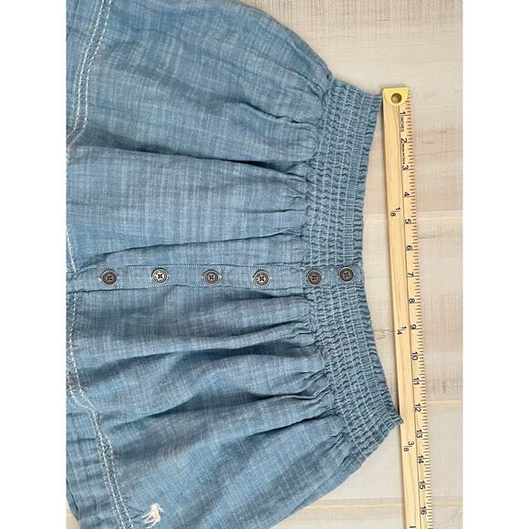 Abercrombie & Fitch Blue Chambray Smocked Elastic Waist Micro Miniskirt Size S/M - Picture 6 of 8